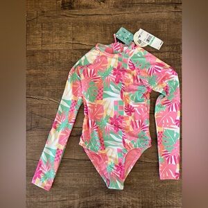 NWT! Roxy Plumeria Floral Fabric Rashguard One Piece